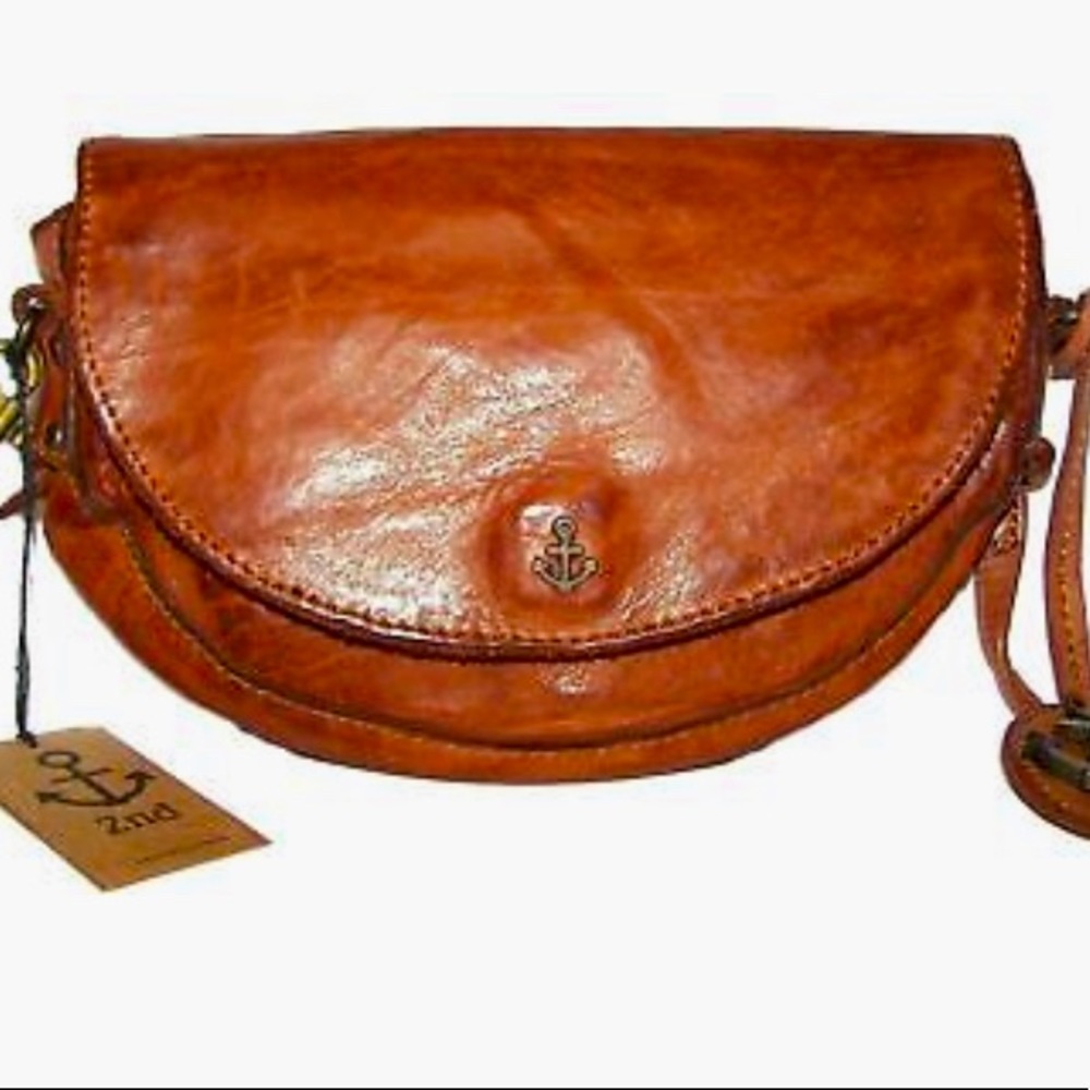 HARBOUR 2nd NWT Cognac Leather Moon Belt Convertible Crossbody Bag